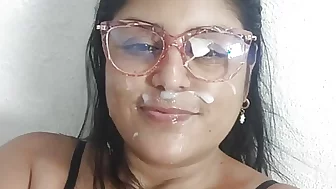 My stepsister interrupts me and I end up fucking her and filling her whole face with cum