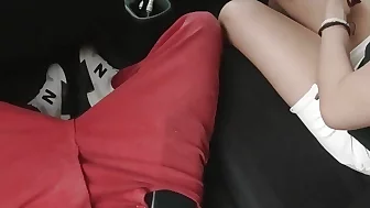 Horny slut sucks and swallows cum in the car before arriving at the hotel - Porn in Spanish